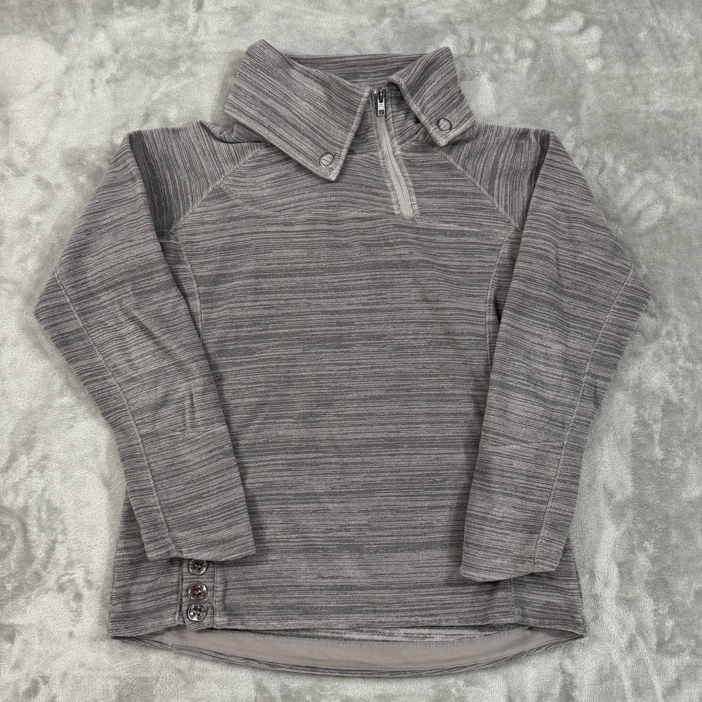 Avalanche Sweatshirt Womens L Gray Stripe Fleece 1/4 Zip Raglan Sleeve Pullover